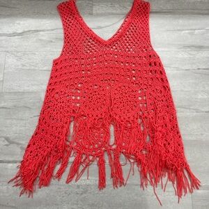 Hot pink Crochet Fringe Top